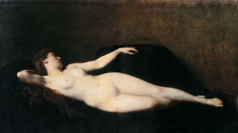 Jean-Jacques Henner Woman on a black divan, France oil painting art
